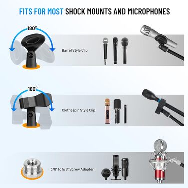 Настільний мікрофонний тримач CAHAYA 3 в 1: Регульований тримач з поворотним кріпленням 180° та кліпсою для мікрофона, підходить для конференцій, ігор та стрімінгу, CY0360 (A-подібна основа)
