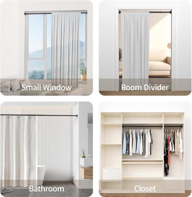 Штанга для душу без свердління з нержавіючої сталі, телескопічна, регульована 70-195 см, чорна