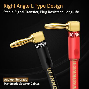 Акустичний кабель UCINNOVATE HiFi OFC 14AWG, 3м, з позолоченими роз'ємами (банановий штекер — Y-подібний затискач), 2 шт. для підсилювача та колонок