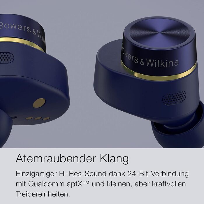 Блютуз навушники Bowers & Wilkins Pi7 S2 (2023) з активним шумозаглушенням (ANC), aptX та мікрофонами, Midnight Blue