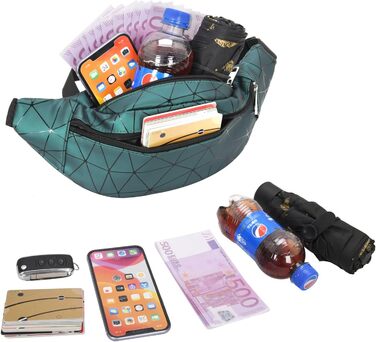 Жіноча поясна сумка-рюкзак, водонепроникна, з PU шкіри, для спорту та відпочинку (темно-зелена)