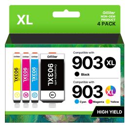 Комплект картриджів Glliter 903XL для принтерів HP OfficeJet Pro 6950, 6960, 6970, 6974 (чорний, блакитний, пурпуровий, жовтий), 4 шт.