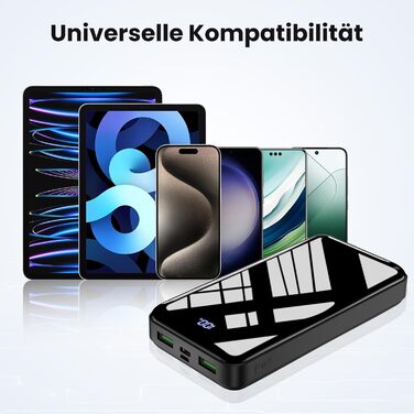 Power Bank 27000mAh з LED-дисплеєм, 22.5W PD20W USB-C, чорний. Сумісний з iPhone 16/15/14/13/12/11 Pro