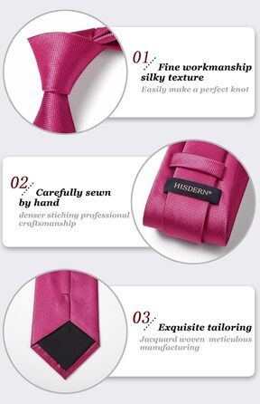 Краватка чоловіча Hisdern для весілля, рожева, з нагрудною хустинкою та затискачами для запонок - комплект