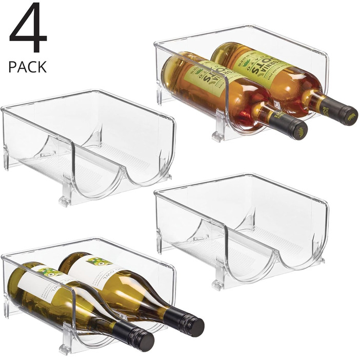 mDesign Wine Rack for Eight Bottles – Stackable Bottle Holder for Your Beverage Storage in the Kitchen – Clear