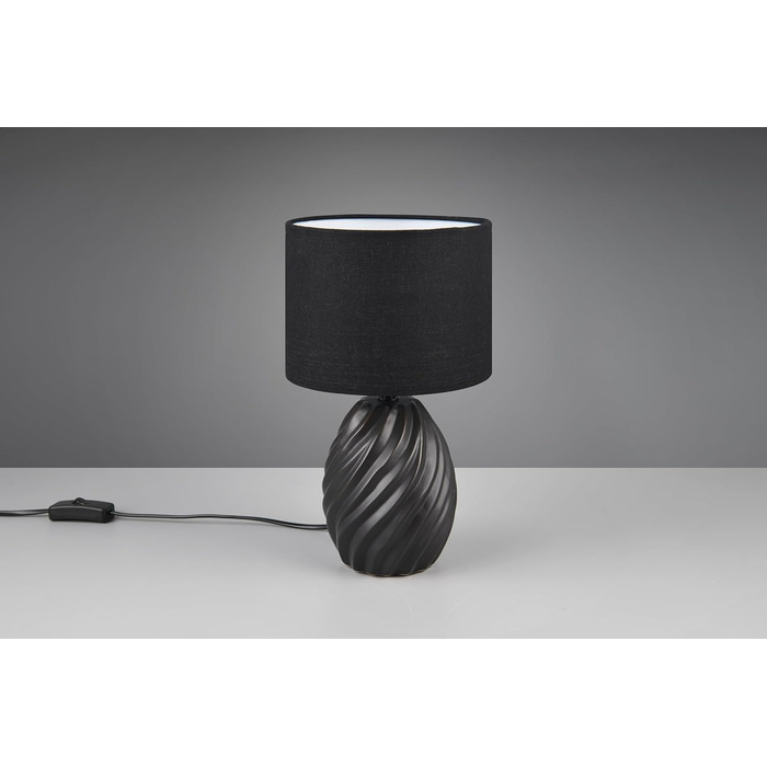 Reality Leuchten Melva - Настільна лампа з керамічним цоколем та абажуром з тканини, E14, білий матовий, чорний матовий