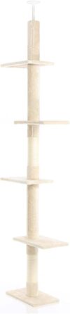 Котячий будиночок-крізьбаум Fudajo, 230–276 см, бежевий, з сизалю, 4 рівні