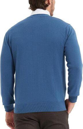 Чоловічий кардиган Kallspin з бавовни, V-подібний виріз, довгий рукав, з ґудзиками та кишенями, Casual (Синій, XXL)