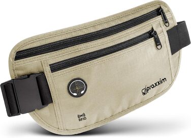 Сумка на пояс для подорожей: захист від крадіжок, RFID-захист, плоска, під одяг, для жінок та чоловіків (Бежева)