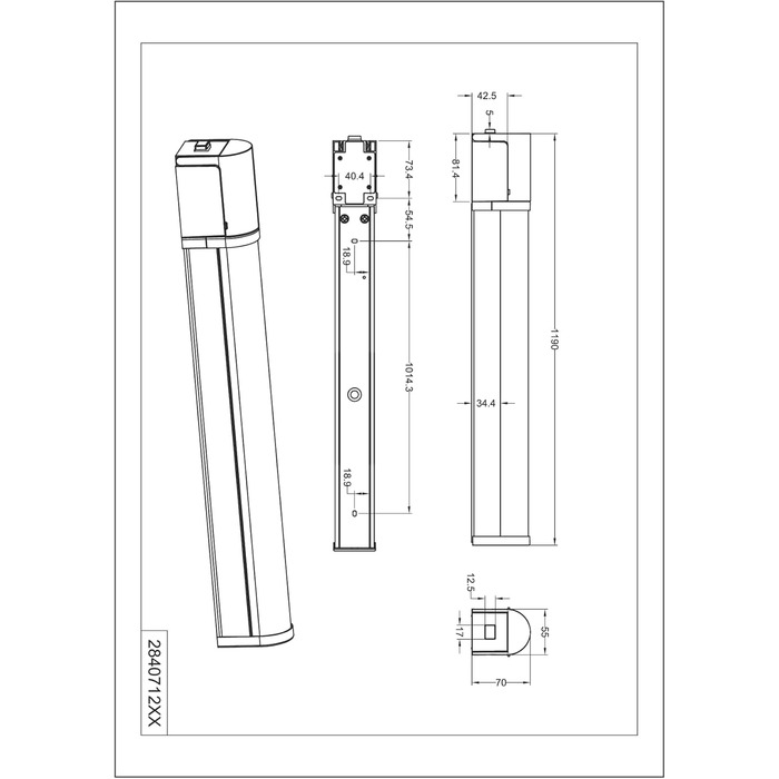 Trio Leuchten LED Bathroom Wall Light Piera 284074206, colored plastic, includes 8 Watt LED, switch, socket, (Chrome, Width 119cm)