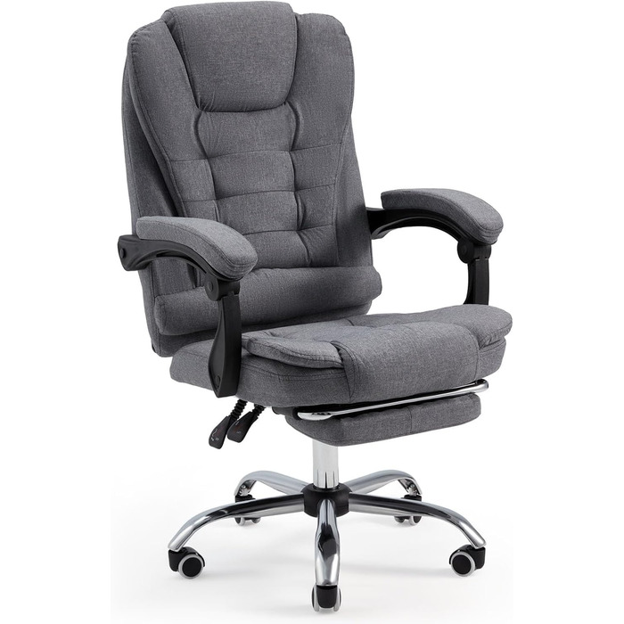 Офісний крісло YODOLLA, 200 кг, ергономічний, з регульованою спинкою, з підніжкою, сірий