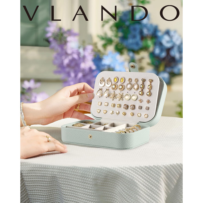 Косметичка для прикрас Vlando, органайзер для ювелірних виробів у дорогу, зелений м'ятний колір