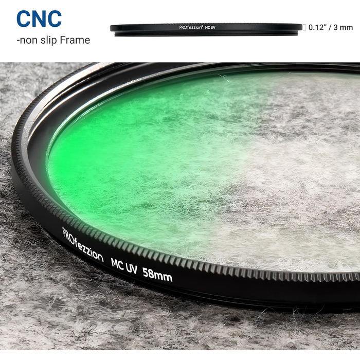 Фільтр UV PROfezzion Slim 58mm для Canon EOS 2000D, 4000D, 1300D, 1200D, 850D, 800D, 760D, 750D, 700D, 650D, 600D, 550D, 500D, 250D, 200D з об'єктивом EF-S 18-55mm та іншими об'єктивами з різьбою 58mm