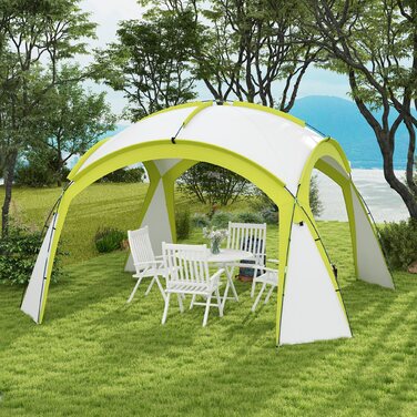 Намет Event Shelter від Outsunny, 3,5 x 3,5 м з дверцятами на гачках, водовідштовхувальний, зимостійкий, ідеальний для саду, вечірок, фестивалів, кемпінгу. Зелений колір | Aosom