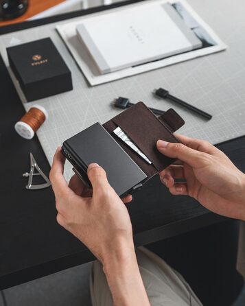 Чохл для карток VULKIT: шкіряний гаманець для чоловіків з RFID захистом (колір коричневий)