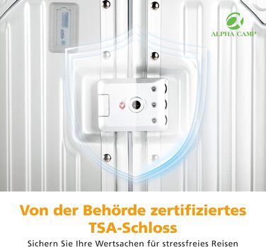 Чемодан ALPHA CAMP XL з алюмінієвим каркасом та полікарбонатною жорсткою оболонкою, TSA-замок, 40x36x77 см, 93 л, срібний