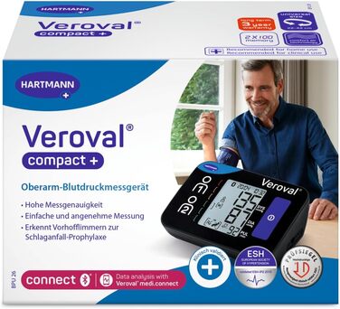 Veroval Compact + Тонометр на плечі BPU 26: виявлення фібриляції передсердь (AFib), передача даних у додаток, Bluetooth