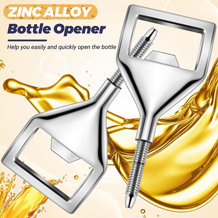Pyatofyy 15Pcs Bottle Opener Blanks Metal Bottle Opener Inserts Set Threaded Beer Bottle Opener, Bottle Opener for Home Bar Outdoor Men(Silver)