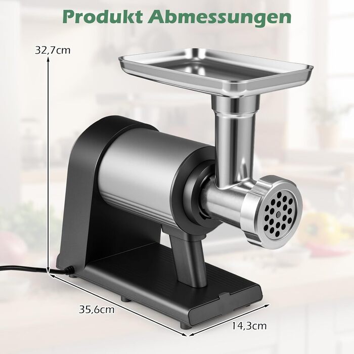 М'ясорубка електрична COSTWAY 2000 Вт з насадками для ковбас та кеббе, 3 диски, контейнер для зберігання - для дому та кухні
