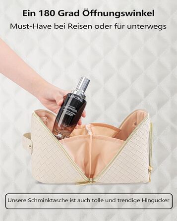 Косметичка для макіяжу велика водонепроникна з PU-шкіри, для подорожей, чорна вінтажна