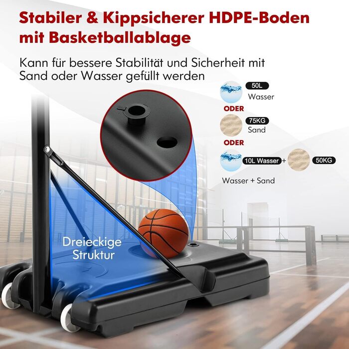 COSTWAY Adjustable Height Basketball Stand - 130-305cm Outdoor Basketball Hoop with Stand & Wheels - Mobile Basketball System with Ball Storage - Hoop System for Kids & Adults - Includes 2 Nets
