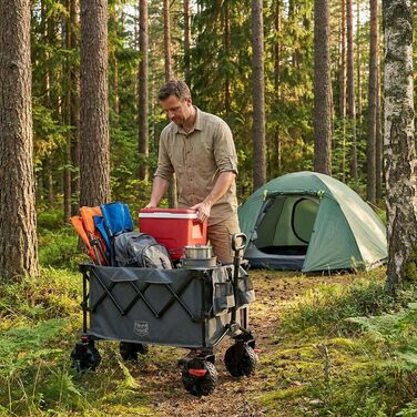 Візок-садок Timber Ridge XXL 250л з гальмами та тримачем для напоїв, сірий - для кемпінгу, покупок, саду