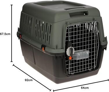 KERBL Eco Transport Box - Recycled Plastic Pet Carrier with Water Bowl - 70x50x51.5 cm / 92x64x67.5 cm