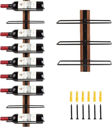 Настінна полиця для вина DBREAKS на 9 пляшок, дерев'яний тримач для вина, органайзер для винної пляшки для вітальні, спальні, винного погреба, бару