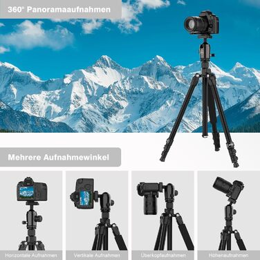 Штатив для камери GEEKOTO 77” з моноподом, 360° поворотним кріпленням, 1/4” гвинт та сумкою для камери, чорний (DE-AT24Plus-B)