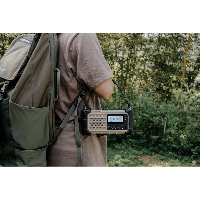 Радіо Sangean MMR-99: Багатофункціональне аварійне радіо з ручкою, FM/RDS, Bluetooth, LED-ліхтариком та IP55, для відпочинку на природі, кемпінгу та надзвичайних ситуацій, Desert Tan