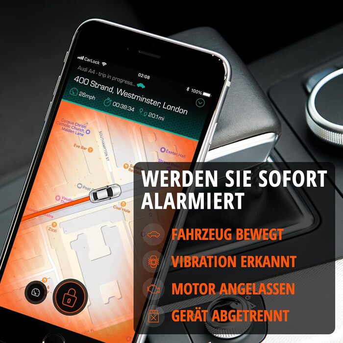 Carlock Basic GPS трекер для авто з сигналізацією, цифровий пристрій для відстеження з додатком, миттєві сповіщення про підозрілу активність