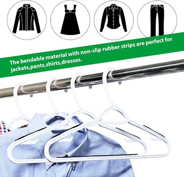 Плечики для одягу з пластику, гнучкі, неслизькі, 30 шт. (чорні)