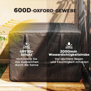 Сумка для зберігання Outsunny 600D Oxford, об'ємом 384 л, місткістю до 60 кг, з UV30+ захистом та водонепроникним покриттям, для кемпінгу та подорожей, 80 x 80 x 60 см, чорна | Aosom