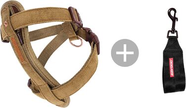 Шлейка для собак EzyDog Chest Plate – безпечна шлейка з адаптером для безпечного ременя – світловідбиваюча, м'яка шлейка для собак середніх та великих порід (Double Extra Small, Corduroy)