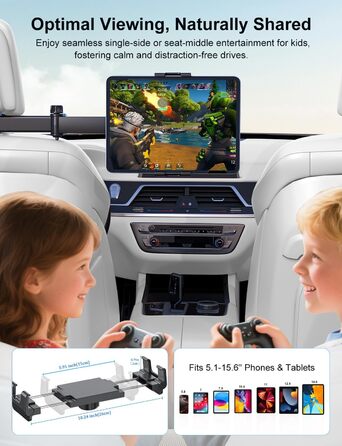 Тримач для планшета в авто PLDHPRO: кріплення на підголівник, сумісний з iPad, Samsung, Android, FireHD, 5.1'-15.6'