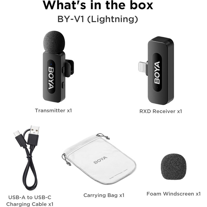 Мікрофон Boya BY-V10 USB-C: бездротовий мініатюрний мікрофон з шумозаглушенням для Android, смартфонів, ноутбуків, YouTube, подкастів, Facebook, Vlogging