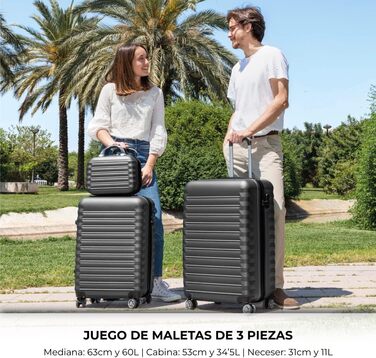 Набір валіз NUMADA 4 шт. (75см, 63см, 53см, культиватор), ABS, жорсткий, водостійкий, з коліщатами, з замком