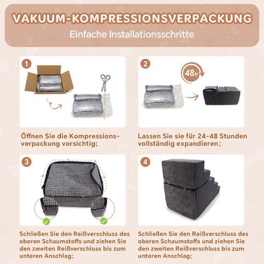 Сходинки для собак Sytopia - 5 сходинок, 57 см, сірий колір, для великих собак, для літніх та поранених тварин, з щільним шаром піни, зручні для доступу до ліжка