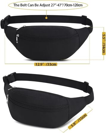 Чоловіча/Жіноча поясна сумка на пояс, бананка спортивна водонепроникна, бананка для бігу, туризму, прогулянок з собакою (чорна)