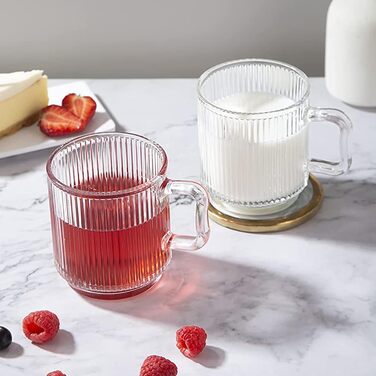 Набір склянок D.M DESIGN Master 6 шт., 350 мл, вертикальна смугаста текстура. Склянки для кави/чаю, підтримують тепло, ідеально для лате, чаю та напоїв.