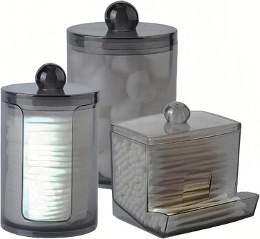 Диспенсер для ватних дисків та паличок з PET, чорний. Організатор для косметики та макіяжу.