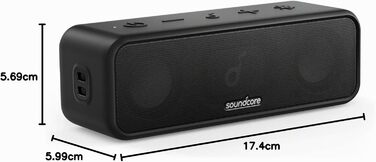 Soundcore 3 Bluetooth колонка: Стереозвук, Titan-драйвер, PartyCast, BassUp, 24 год, IPX7, EQ, чорний