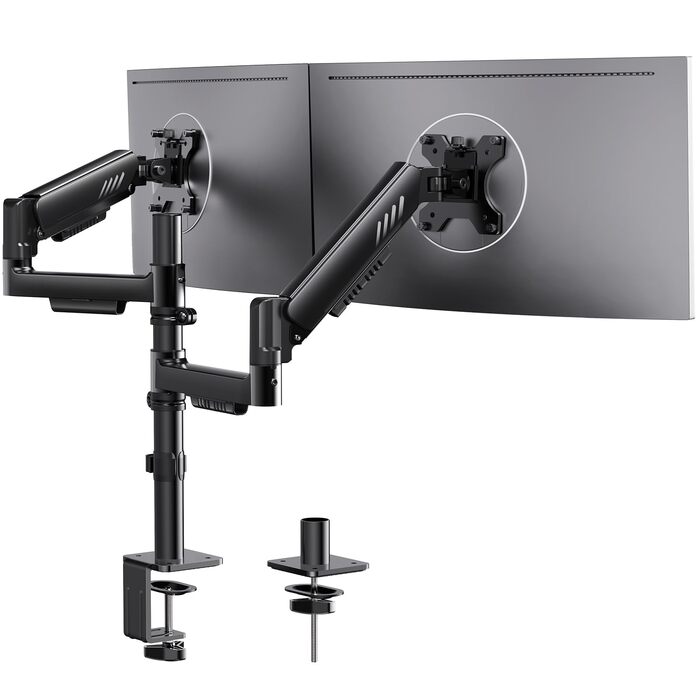 Кріплення для монітора ErGear 2 монітори, вертикальне, чорне, VESA 75x75/100x100mm, до 9кг