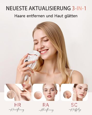 IPL пристрій для епіляції Haarlosy: 999,900 імпульсів, 3 функції, 9 рівнів, для чоловіків та жінок, безболісна епіляція тіла, обличчя, бікіні