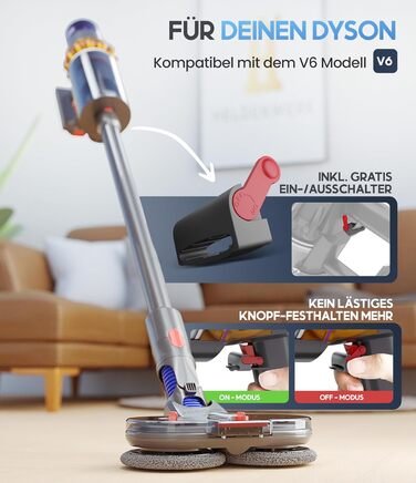 Насадка для миття підлоги Dyson / Gen5, аксесуар Dyson, електричний миючий набір з баком для води, резервуар для води та 8 змінних ганчірок (V6)