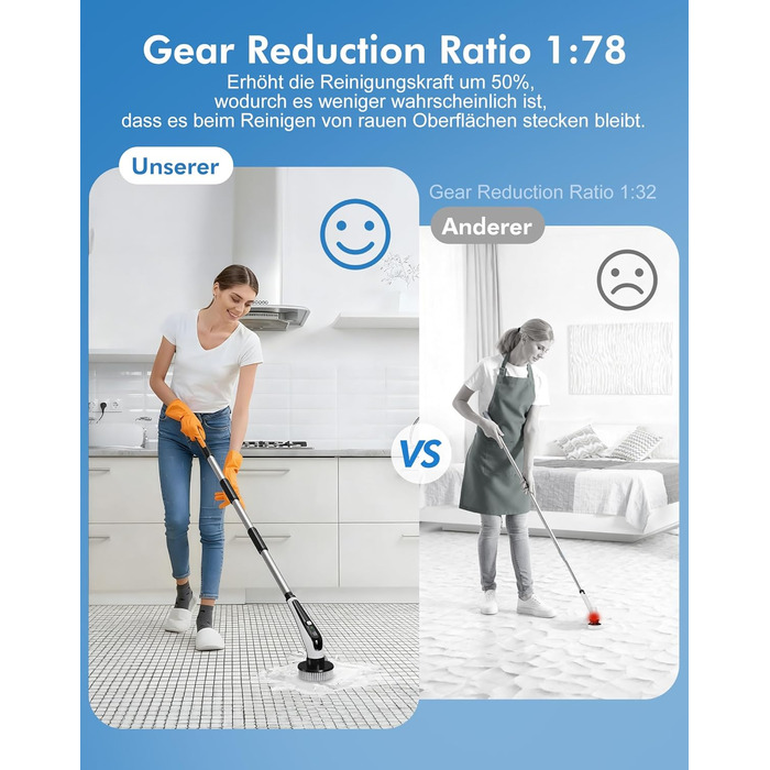 Електрична щітка для чищення з 9 насадок, щітка для швів, водонепроникна IPX8, електричний спін-скреббер з регульованою ручкою, 2 швидкості, для ванної кімнати, кухні, авто, біла+чорна