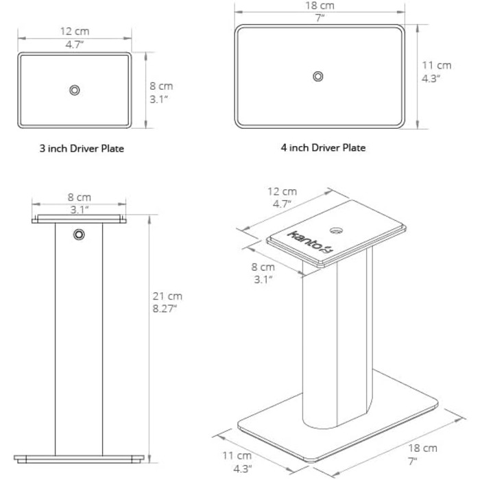 Підставки для акустичних систем Kanto SP6HD | 183 см | Під поворотну пластину | Приховані кабелі | Для середніх/великих колонок | Пара