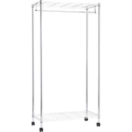 Amazon Basics Clothes Rack with Upper and Lower Shelves, 91 x 45.6 x 180.2 cm (Chrome, Single)