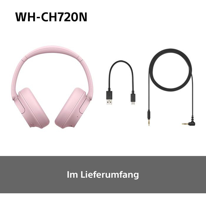 Бездротові Bluetooth-навушники Sony WH-CH720N з активним шумозаглушенням, до 50 годин автономної роботи, рожеві