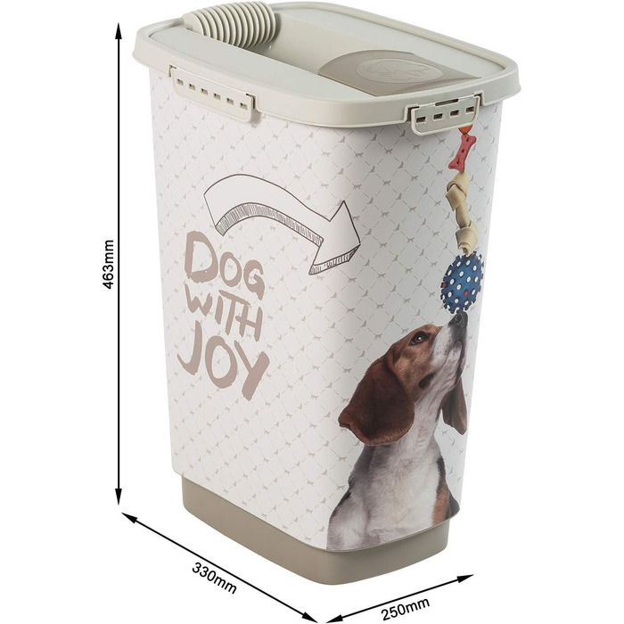 Контейнер для корму Rotho MyPet Cody для собак, 25л, з кришкою та дозатором, BPA-free, антрацит/білий